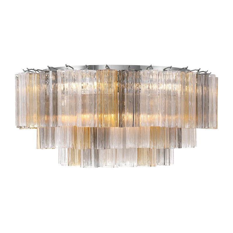 Crystorama Addis 16Lt Flush Mount, Chrome/Tronchi Glass Autumn