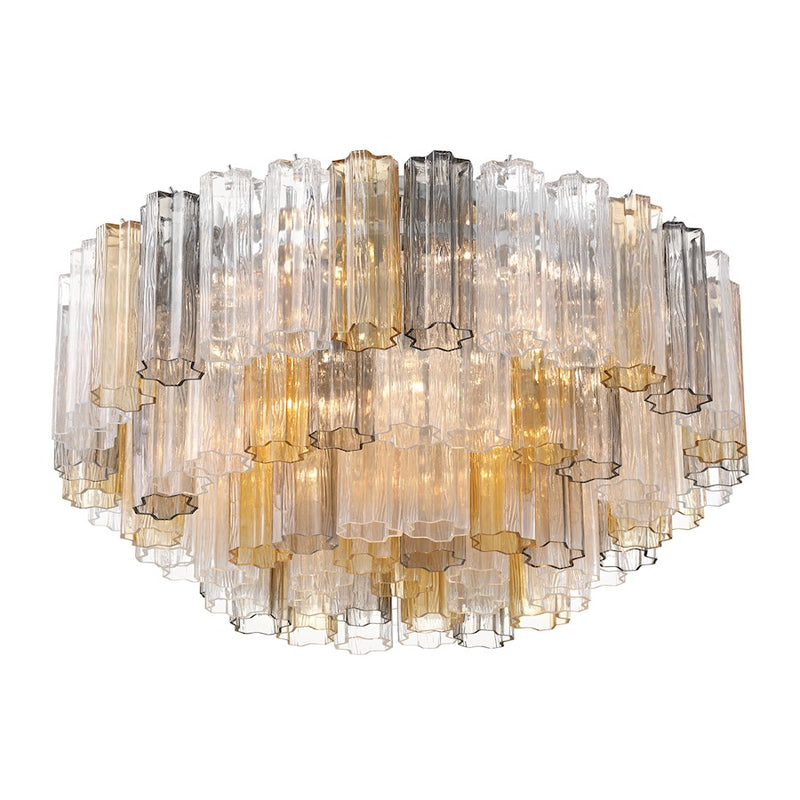 Crystorama Addis 16Lt Flush Mount, Chrome/Tronchi Glass Autumn
