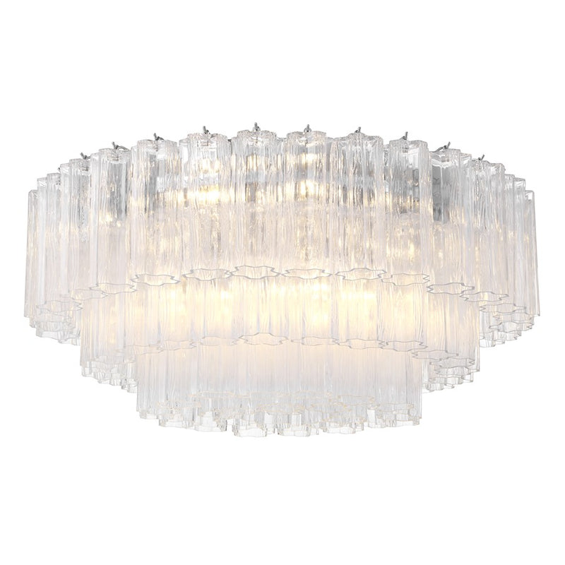 Crystorama Addis 16Lt Flush Mount, Chrome/Tronchi Glass Clear