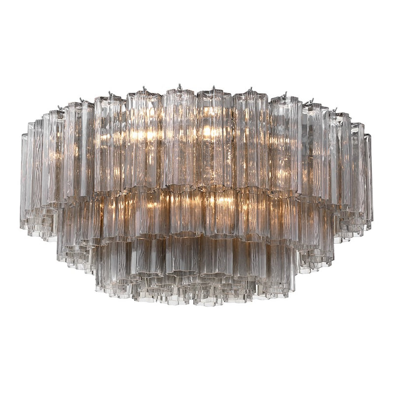Crystorama Addis 16Lt Flush Mount, Chrome/Tronchi Glass Smoke