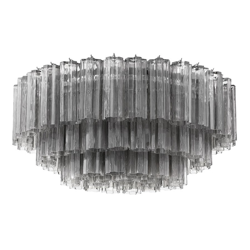 Crystorama Addis 16Lt Flush Mount, Chrome/Tronchi Glass Smoke