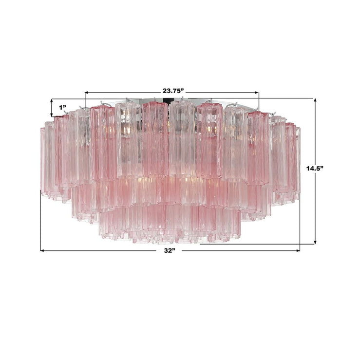 Crystorama Addis 16 Light Flush, Chrome/Spring