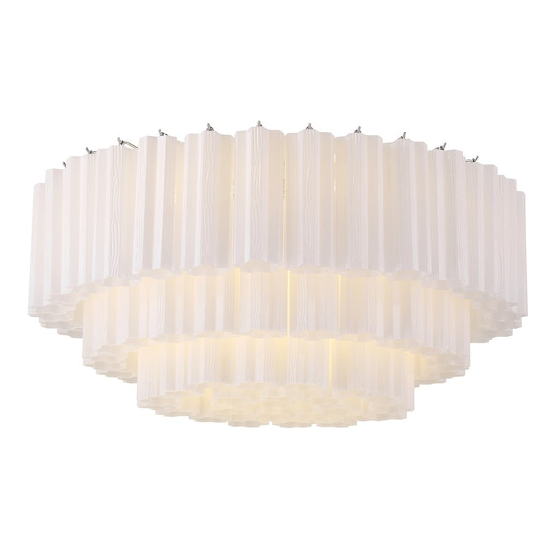 Crystorama Addis 16Lt Flush Mount, Chrome/Tronchi Glass White