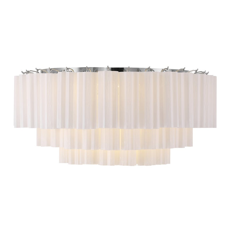 Crystorama Addis 16Lt Flush Mount, Chrome/Tronchi Glass White