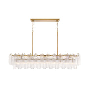 Crystorama Addis 65in 16-Light Linear Chandelier | Mid-Century Aged Brass and Clear Tronchi Glass | Dining Room & Kitchen Island | 65 x 14 x 13.5 in | Model ADD-337-AG-CL