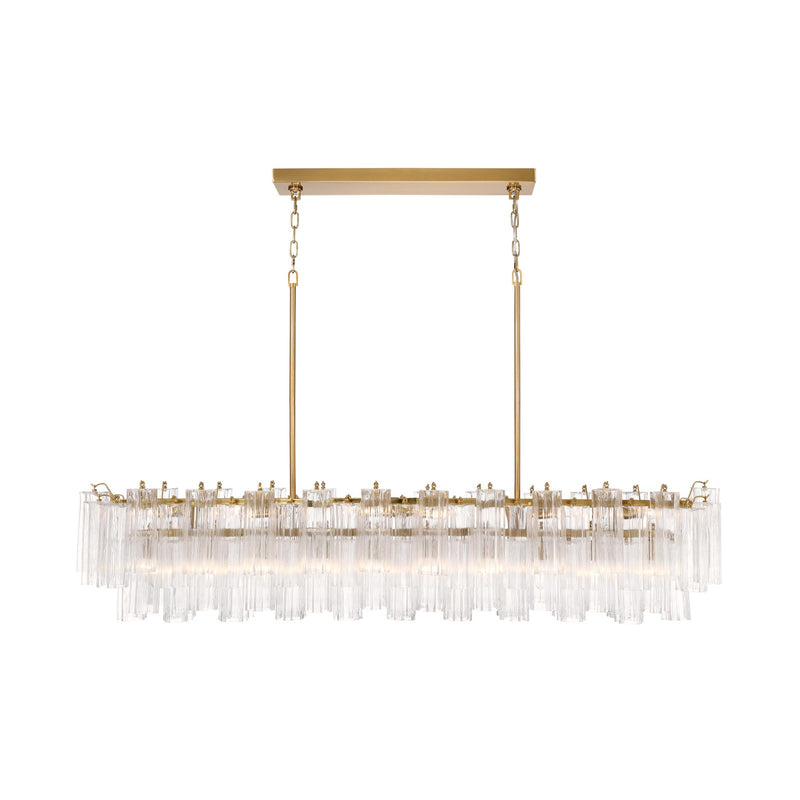 Crystorama Addis 65in 16-Light Linear Chandelier | Mid-Century Aged Brass and Clear Tronchi Glass | Dining Room & Kitchen Island | 65 x 14 x 13.5 in | Model ADD-337-AG-CL