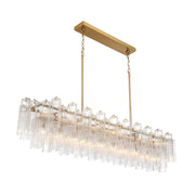 Crystorama Addis 65in 16-Light Linear Chandelier | Mid-Century Aged Brass and Clear Tronchi Glass | Dining Room & Kitchen Island | 65 x 14 x 13.5 in | Model ADD-337-AG-CL