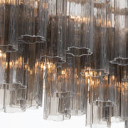 Crystorama Addis 65in 16-Light Linear Chandelier | Mid-Century Aged Brass and Smoke Tronchi Glass | Dining Room & Kitchen Island | 65 x 14 x 13.5 in | Model ADD-337-AG-SM