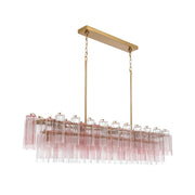 Crystorama Addis 65in 16-Light Linear Chandelier | Mid-Century Aged Brass and Spring Tronchi Glass | Dining Room & Kitchen Island | 65 x 14 x 13.5 in | Model ADD-337-AG-SP