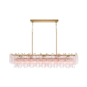 Crystorama Addis 65in 16-Light Linear Chandelier | Mid-Century Aged Brass and Spring Tronchi Glass | Dining Room & Kitchen Island | 65 x 14 x 13.5 in | Model ADD-337-AG-SP