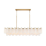 Crystorama Addis 65in 16-Light Linear Chandelier | Mid-Century Aged Brass and White Tronchi Glass | Dining Room & Kitchen Island | 65 x 14 x 13.5 in | Model ADD-337-AG-WH