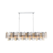 Crystorama Addis 65in 16-Light Linear Chandelier | Mid-Century Polished Chrome and Autumn Tronchi Glass | Dining Room & Kitchen Island | Model ADD-337-CH-AU