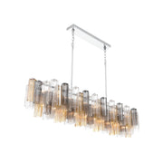 Crystorama Addis 65in 16-Light Linear Chandelier | Mid-Century Polished Chrome and Autumn Tronchi Glass | Dining Room & Kitchen Island | Model ADD-337-CH-AU