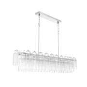 Crystorama Addis 65in 16-Light Linear Chandelier | Mid-Century Polished Chrome and Clear Tronchi Glass | Dining Room & Kitchen Island | Model ADD-337-CH-CL