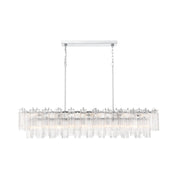 Crystorama Addis 65in 16-Light Linear Chandelier | Mid-Century Polished Chrome and Clear Tronchi Glass | Dining Room & Kitchen Island | Model ADD-337-CH-CL
