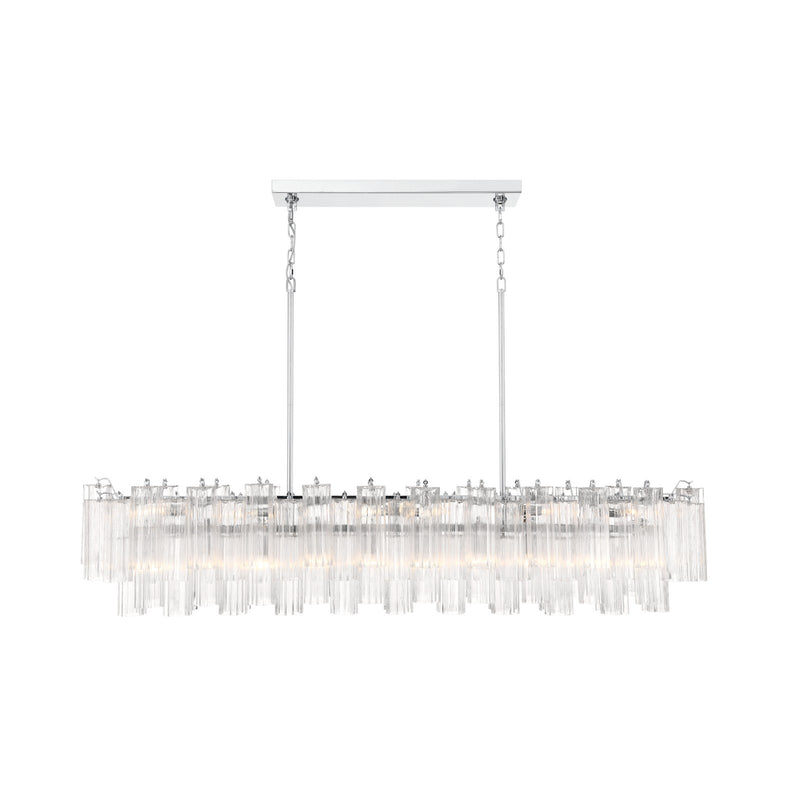 Crystorama Addis 65in 16-Light Linear Chandelier | Mid-Century Polished Chrome and Clear Tronchi Glass | Dining Room & Kitchen Island | Model ADD-337-CH-CL
