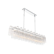 Crystorama Addis 65in 16-Light Linear Chandelier | Mid-Century Polished Chrome and Clear Tronchi Glass | Dining Room & Kitchen Island | Model ADD-337-CH-CL