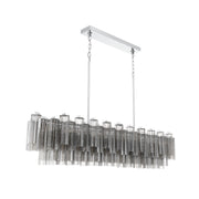 Crystorama Addis 65in 16-Light Linear Chandelier | Mid-Century Polished Chrome and Smoke Tronchi Glass | Dining Room & Kitchen Island | Model ADD-337-CH-SM