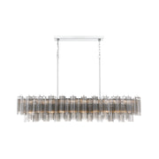 Crystorama Addis 65in 16-Light Linear Chandelier | Mid-Century Polished Chrome and Smoke Tronchi Glass | Dining Room & Kitchen Island | Model ADD-337-CH-SM