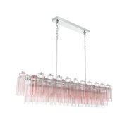 Crystorama Addis 65in 16-Light Linear Chandelier | Mid-Century Polished Chrome and Spring Tronchi Glass | Dining Room & Kitchen Island | Model ADD-337-CH-SP