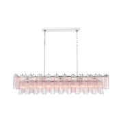 Crystorama Addis 65in 16-Light Linear Chandelier | Mid-Century Polished Chrome and Spring Tronchi Glass | Dining Room & Kitchen Island | Model ADD-337-CH-SP