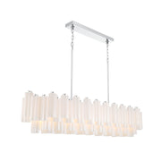 Crystorama Addis 65in 16-Light Linear Chandelier | Mid-Century Polished Chrome and White Tronchi Glass | Kitchen Island & Dining Room | Model ADD-337-CH-WH