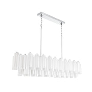 Crystorama Addis 65in 16-Light Linear Chandelier | Mid-Century Polished Chrome and White Tronchi Glass | Kitchen Island & Dining Room | Model ADD-337-CH-WH