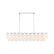 Crystorama Addis 65in 16-Light Linear Chandelier | Mid-Century Polished Chrome and White Tronchi Glass | Kitchen Island & Dining Room | Model ADD-337-CH-WH