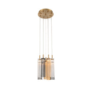Crystorama Addis 12in 9-Light LED Pendant | Mid-Century Aged Brass and Autumn Tronchi Glass | Entryway & Dining Room | 12 x 12 x 21 in | Model ADD-405-AG-AU