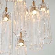 Crystorama Addis 12in 9-Light LED Pendant | Mid-Century Aged Brass and Clear Tronchi Glass | Entryway & Dining Room | 12 x 12 x 21 in | Model ADD-405-AG-CL