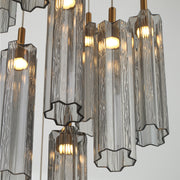 Crystorama Addis 12in 9-Light Pendant | Mid-Century Aged Brass and Smoke Tronchi Glass | Entryway & Dining Room | 12 x 12 x 21 in | Model ADD-405-AG-SM