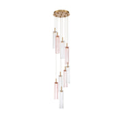 Crystorama Addis 12in 9-Light Pendant | Mid-Century Aged Brass and Spring Tronchi Glass | Entryway & Dining Room | 12 x 12 x 21 in | Model ADD-405-AG-SP