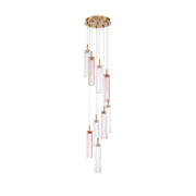 Crystorama Addis 12in 9-Light Pendant | Mid-Century Aged Brass and Spring Tronchi Glass | Entryway & Dining Room | 12 x 12 x 21 in | Model ADD-405-AG-SP