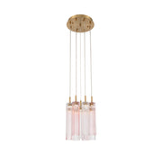 Crystorama Addis 12in 9-Light Pendant | Mid-Century Aged Brass and Spring Tronchi Glass | Entryway & Dining Room | 12 x 12 x 21 in | Model ADD-405-AG-SP