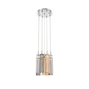 Crystorama Addis 12in 9-Light Pendant | Mid-Century Polished Chrome and Autumn Tronchi Glass | Entryway & Dining Room | 12 x 12 x 21 in | Model ADD-405-CH-AU