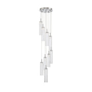 Crystorama Addis 12in 9-Light Pendant | Mid-Century Polished Chrome and Clear Tronchi Glass | Entryway & Dining Room | 12 x 12 x 21 in | Model ADD-405-CH-CL