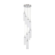 Crystorama Addis 12in 9-Light Pendant | Mid-Century Polished Chrome and Clear Tronchi Glass | Entryway & Dining Room | 12 x 12 x 21 in | Model ADD-405-CH-CL