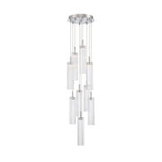 Crystorama Addis 12in 9-Light Pendant | Mid-Century Polished Chrome and Clear Tronchi Glass | Entryway & Dining Room | 12 x 12 x 21 in | Model ADD-405-CH-CL