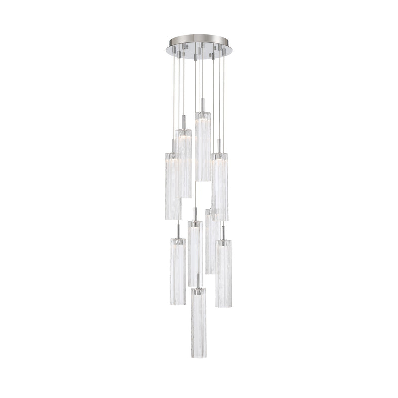 Crystorama Addis 12in 9-Light Pendant | Mid-Century Polished Chrome and Clear Tronchi Glass | Entryway & Dining Room | 12 x 12 x 21 in | Model ADD-405-CH-CL