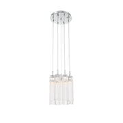Crystorama Addis 12in 9-Light Pendant | Mid-Century Polished Chrome and Clear Tronchi Glass | Entryway & Dining Room | 12 x 12 x 21 in | Model ADD-405-CH-CL