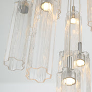 Crystorama Addis 12in 9-Light Pendant | Mid-Century Polished Chrome and Clear Tronchi Glass | Entryway & Dining Room | 12 x 12 x 21 in | Model ADD-405-CH-CL