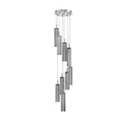 Crystorama Addis 12in 9-Light Pendant | Mid-Century Polished Chrome and Smoke Tronchi Glass | Entryway & Dining Room | 12 x 12 x 21 in | Model ADD-405-CH-SM