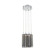 Crystorama Addis 12in 9-Light Pendant | Mid-Century Polished Chrome and Smoke Tronchi Glass | Entryway & Dining Room | 12 x 12 x 21 in | Model ADD-405-CH-SM