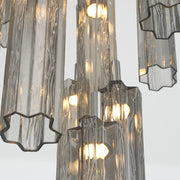Crystorama Addis 12in 9-Light Pendant | Mid-Century Polished Chrome and Smoke Tronchi Glass | Entryway & Dining Room | 12 x 12 x 21 in | Model ADD-405-CH-SM