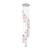 Crystorama Addis 12in 9-Light Pendant | Mid-Century Polished Chrome and Spring Tronchi Glass | Entryway & Dining Room | 12 x 12 x 21 in | Model ADD-405-CH-SP