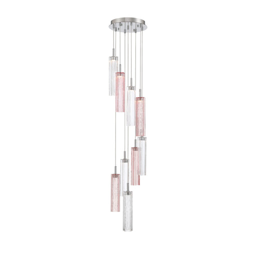 Crystorama Addis 12in 9-Light Pendant | Mid-Century Polished Chrome and Spring Tronchi Glass | Entryway & Dining Room | 12 x 12 x 21 in | Model ADD-405-CH-SP