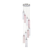 Crystorama Addis 12in 9-Light Pendant | Mid-Century Polished Chrome and Spring Tronchi Glass | Entryway & Dining Room | 12 x 12 x 21 in | Model ADD-405-CH-SP
