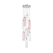 Crystorama Addis 12in 9-Light Pendant | Mid-Century Polished Chrome and Spring Tronchi Glass | Entryway & Dining Room | 12 x 12 x 21 in | Model ADD-405-CH-SP