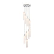 Crystorama Addis 12in 9-Light Pendant | Mid-Century Polished Chrome and White Tronchi Glass | Entryway & Dining Room | 12 x 12 x 21 in | Model ADD-405-CH-WH