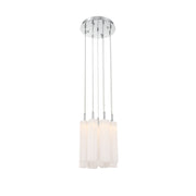 Crystorama Addis 12in 9-Light Pendant | Mid-Century Polished Chrome and White Tronchi Glass | Entryway & Dining Room | 12 x 12 x 21 in | Model ADD-405-CH-WH